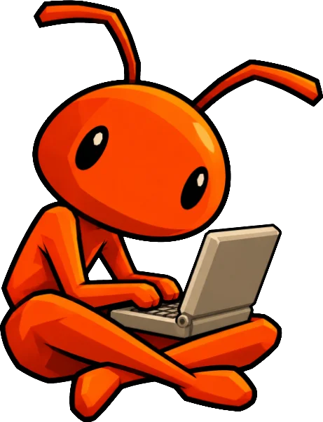 The orange squad leader sitting on the name with a laptop on its lap