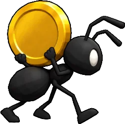 Squad ant carrying a coin